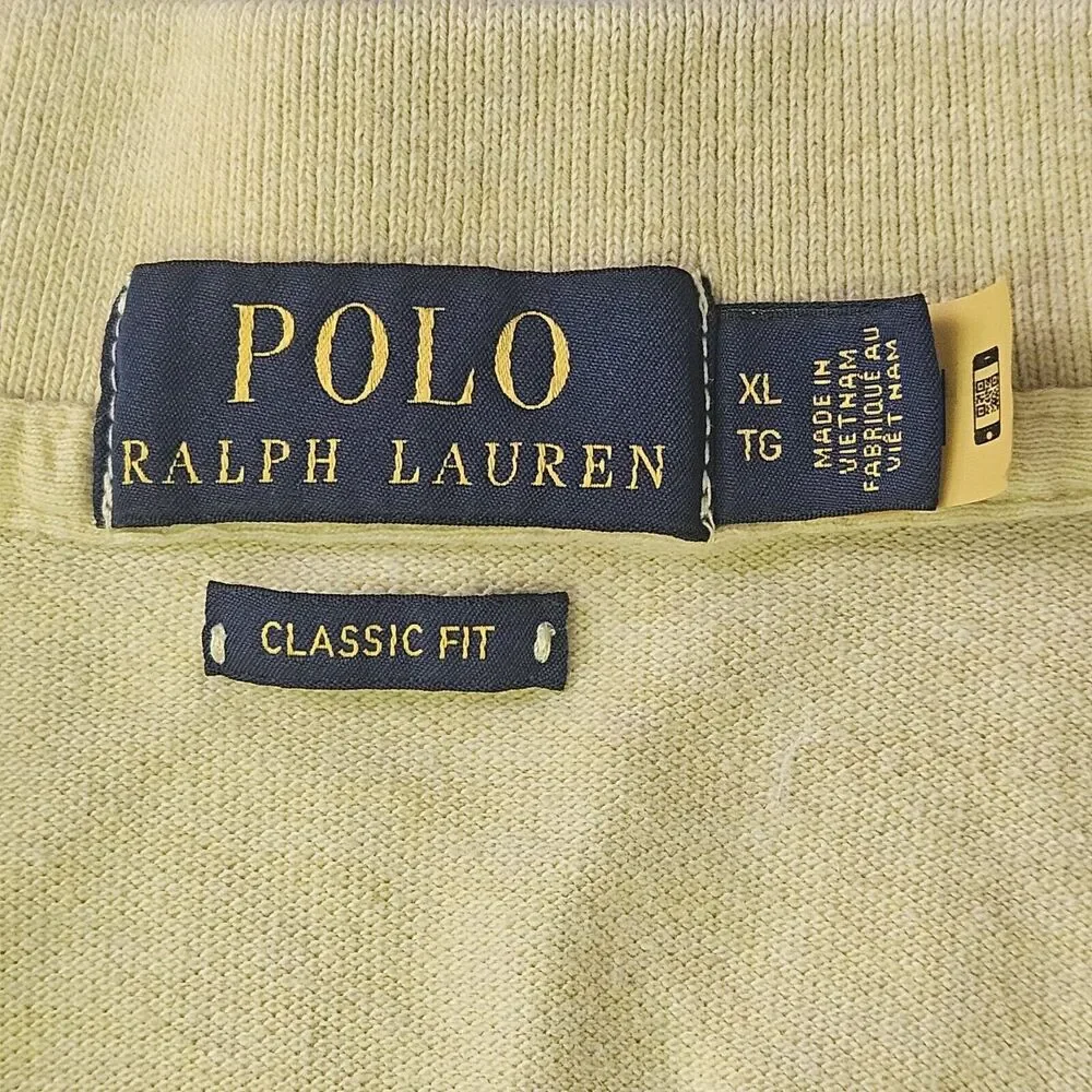 Polo Ralph‎ Lauren Mens XL Classic Fit Short Sleeve Blue Pony Yellow Pastel